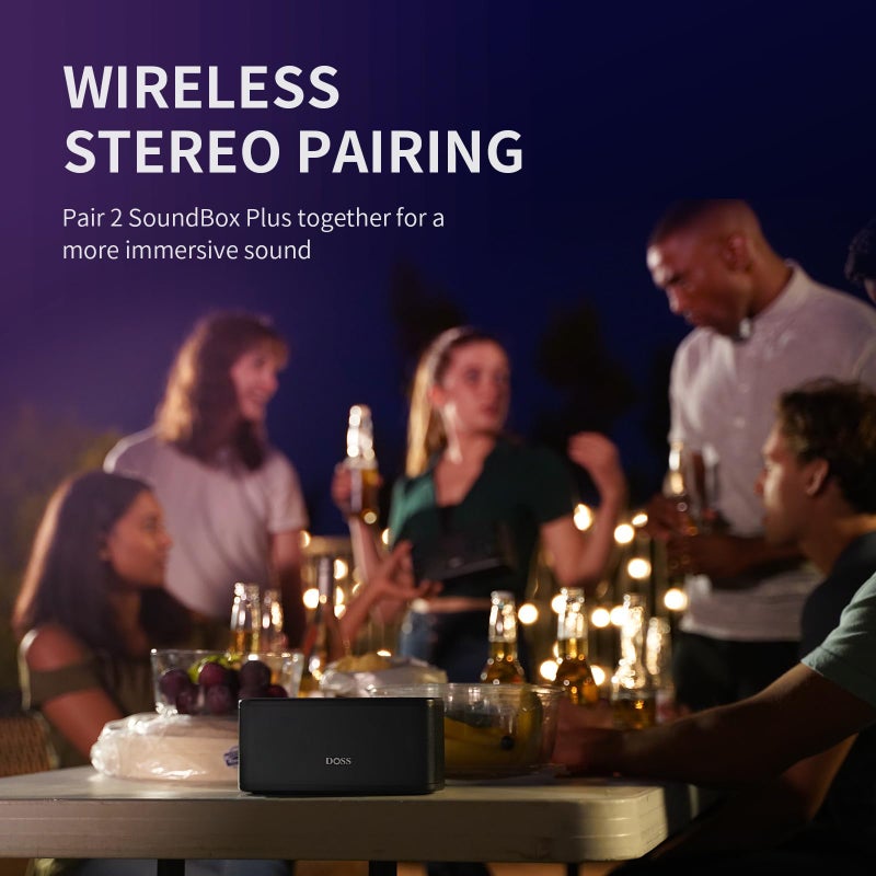 DOSS SoundBox Plus Bluetooth Speaker with Superior Sound, Bluetooth 5.0, Wireless Stereo Pairing, Built-in Mic, 20H Playtime, Portable for Hking, Beach, Camping. Outdoor, Home - Pink - Image 4